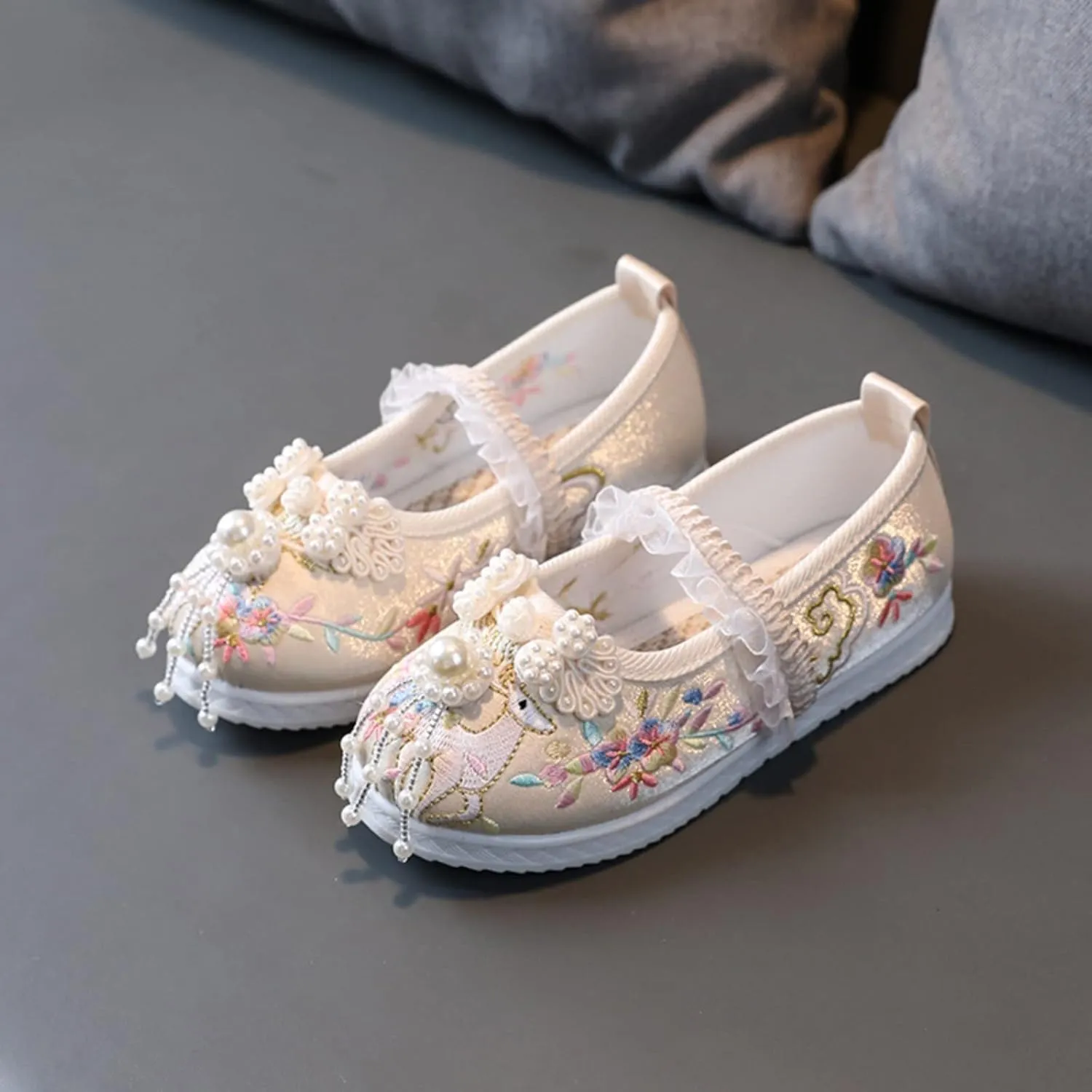 Children Mary Jane Shoes Girls Flat Bottomed Embroidered Sandals Comfort Toddler Performance Party Wedding Shoes