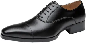 Classic Men's Cap Toe Oxford Formal Shoes Full-Grain Leather Business Attire Footwear with Flexible Outsole