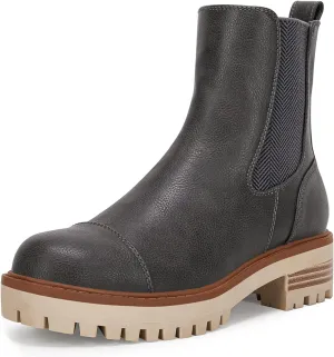 Coutgo Women's Lug Sole Platform Chelsea Boots Chunky Block Heel Zipper Ankle Booties