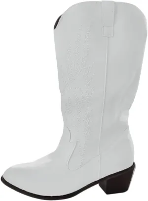 Cowboy Boots for Women Knee High Embroidered Western Cowgirl Boots Wide Calf Pointed Toe Pull On Retro Classic Country Boots