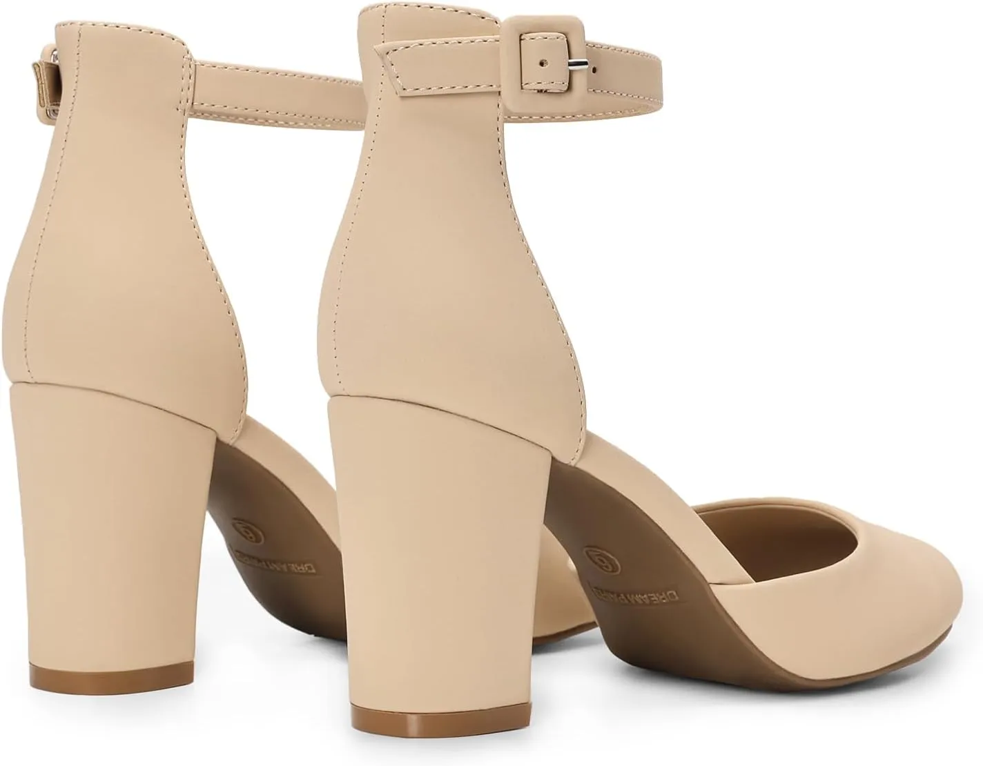 DREAM PAIRS Women's Closed Toe Chunky Heels Ankle Strap Low Block Heels Round Toe Dress Bridal Wedding Pumps Shoes