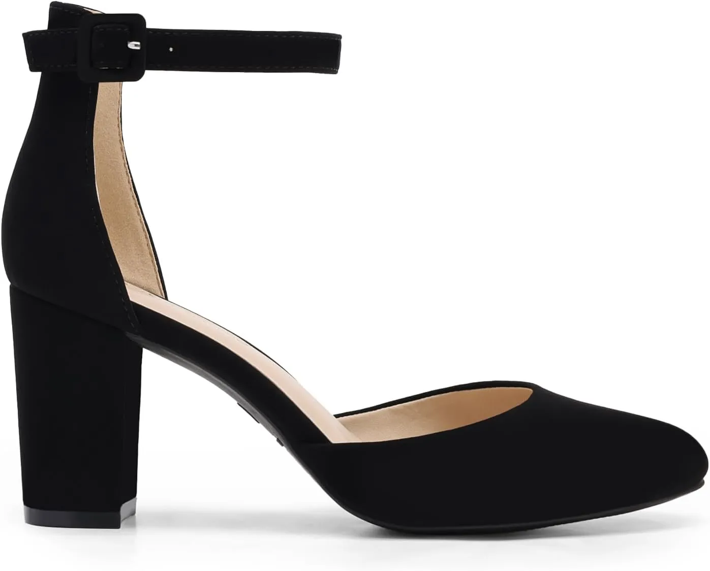 DREAM PAIRS Women's Closed Toe Chunky Heels Ankle Strap Low Block Heels Round Toe Dress Bridal Wedding Pumps Shoes