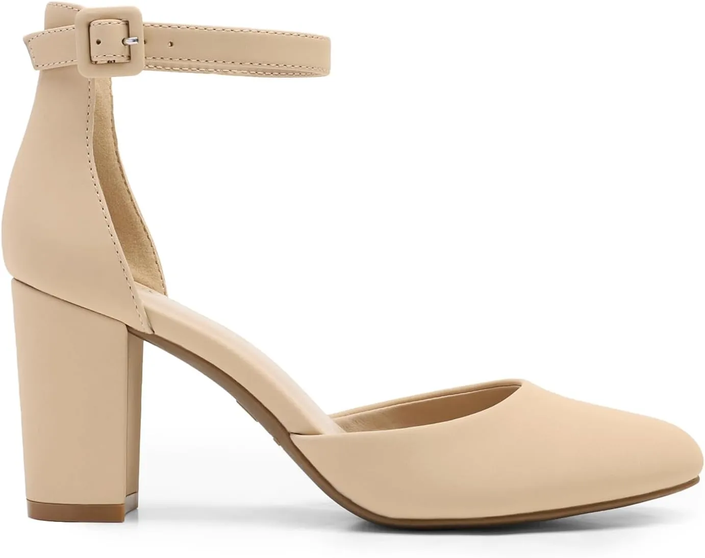 DREAM PAIRS Women's Closed Toe Chunky Heels Ankle Strap Low Block Heels Round Toe Dress Bridal Wedding Pumps Shoes