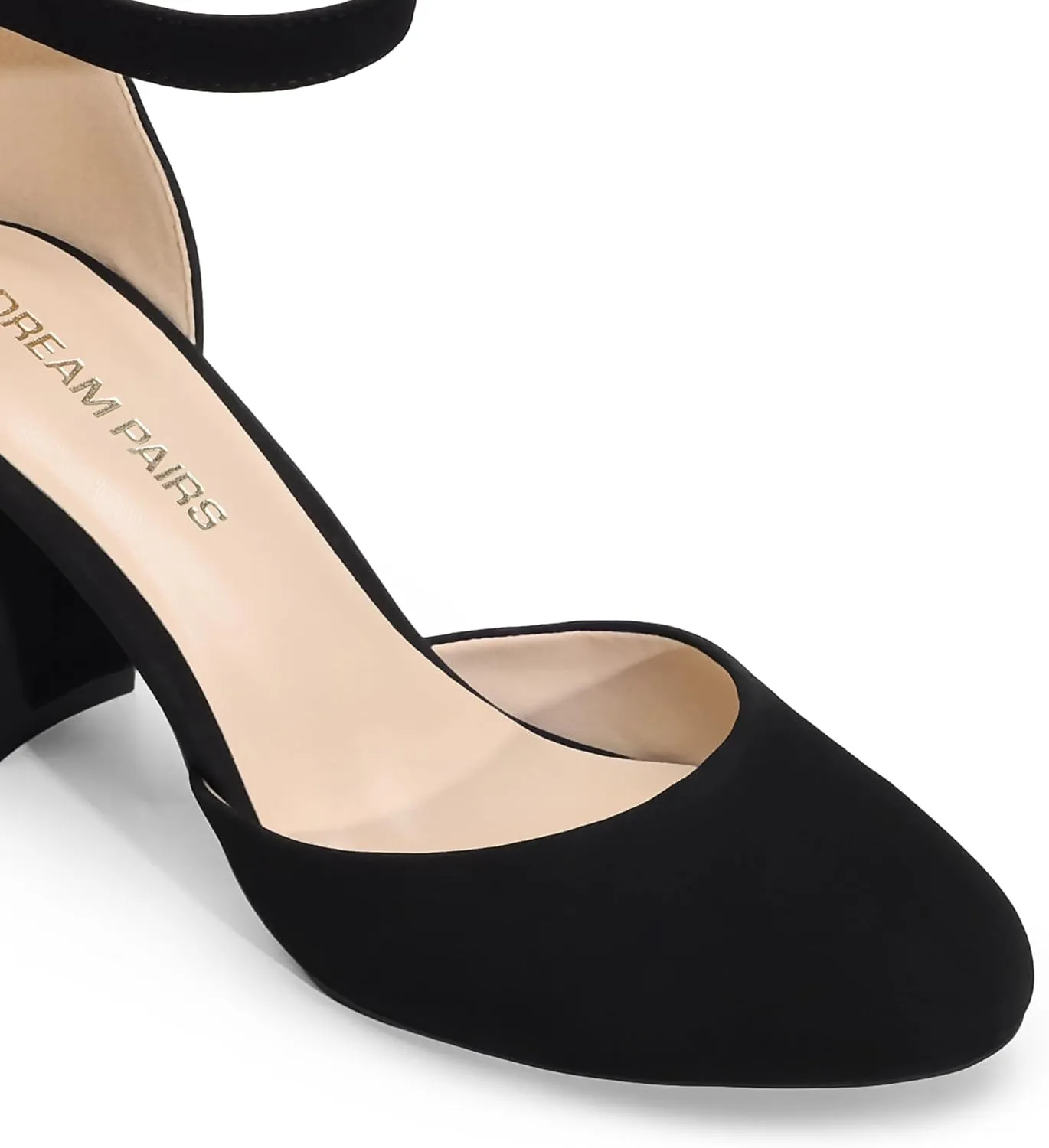 DREAM PAIRS Women's Closed Toe Chunky Heels Ankle Strap Low Block Heels Round Toe Dress Bridal Wedding Pumps Shoes