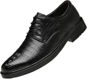 Dress Shoes for Men Lace Up Pointed Toe Leather Brogue Embossed Wing tip New Shoes Block Heel Anti-Slip Non Slip Party