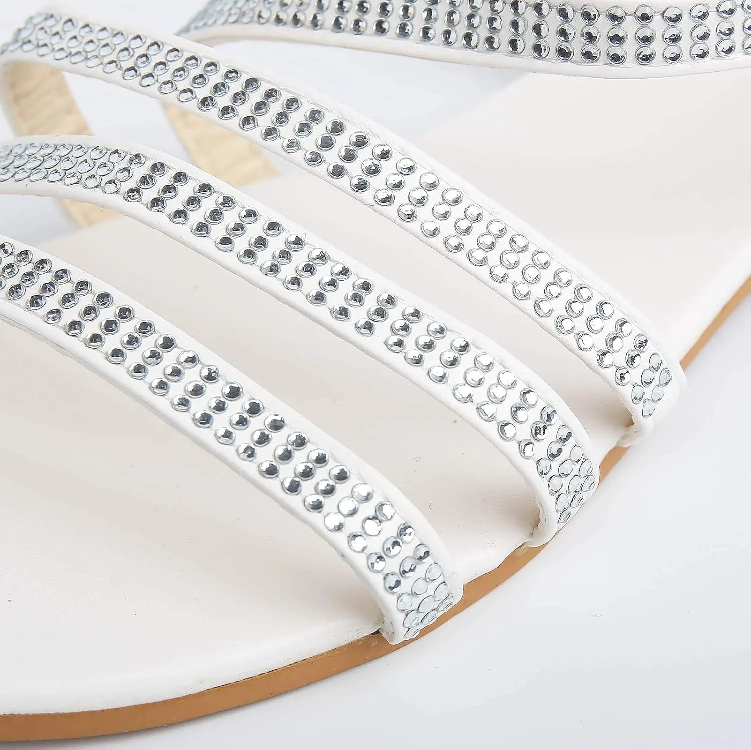 Eduavar Sandals for Women Dressy Summer, Sandals for Women Beach Sandals Breathable Buckle Rhinestone Open Toe Flat Sandals