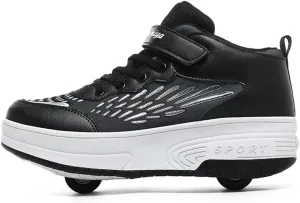 Ehauuo Roller Skates Shoes Sneakers Wheels Removable for Boys Girls Safety Stain-Resistant Easy on and Clean Comfortable as Kids Fun Sports Loved for Kids Beginners