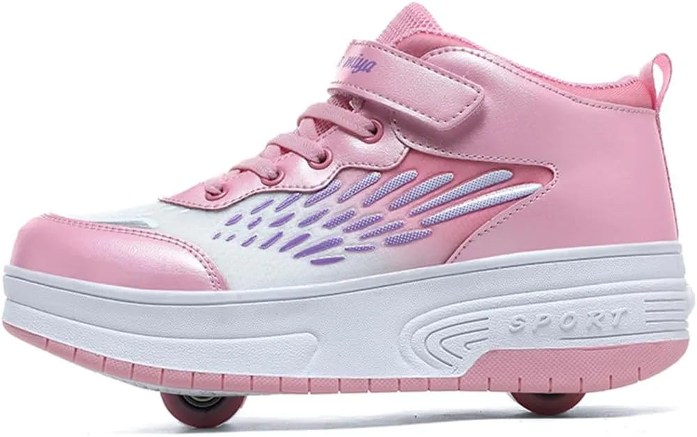 Ehauuo Roller Skates Shoes Sneakers Wheels Removable for Boys Girls Safety Stain-Resistant Easy on and Clean Comfortable as Kids Fun Sports Loved for Kids Beginners