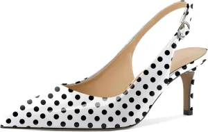 Esvowido Slingback Kitten Heels for Women 2.5 Inch Closed Pointed Toe Pumps Wedding Party Beaded Dress Shoes