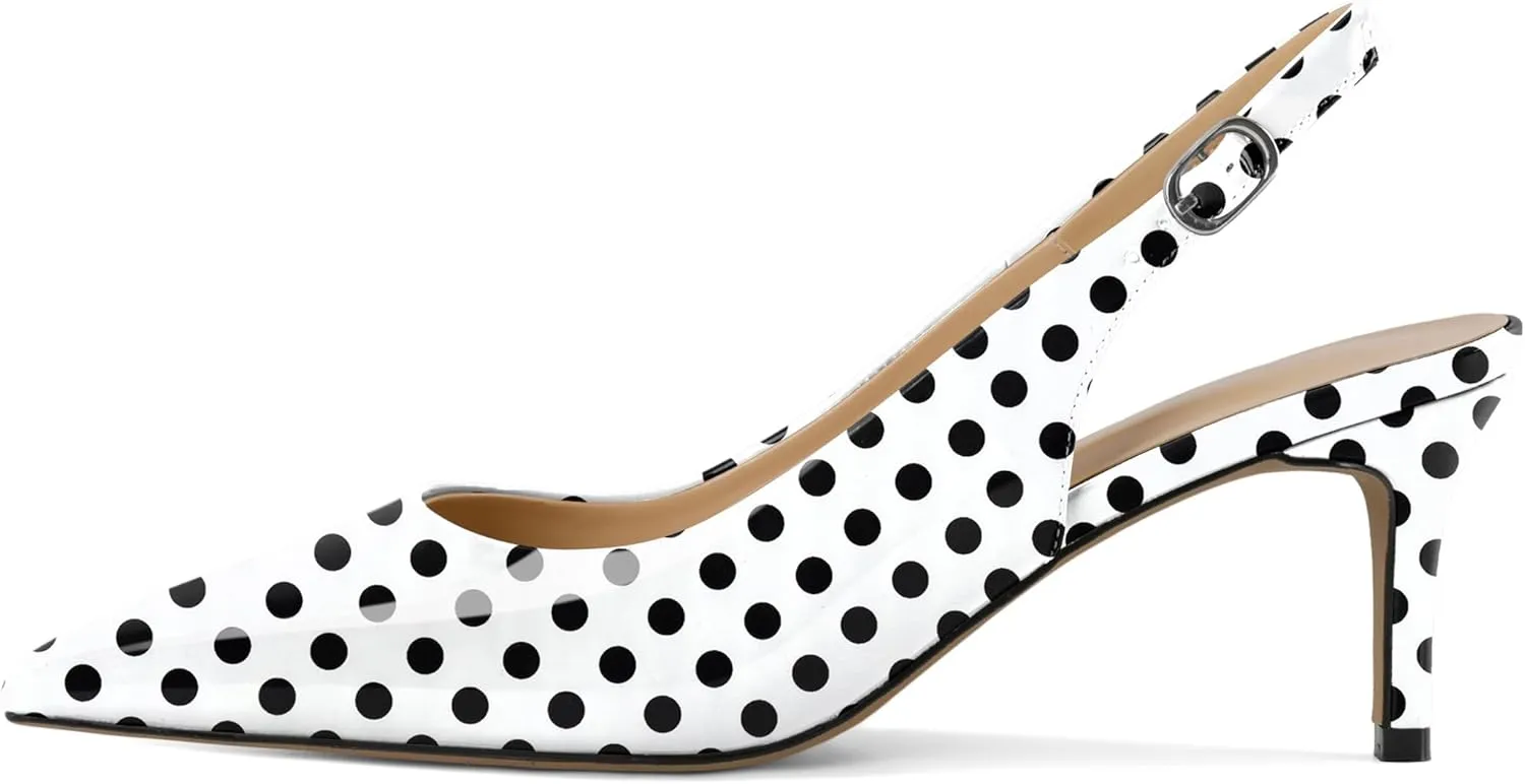 Esvowido Slingback Kitten Heels for Women 2.5 Inch Closed Pointed Toe Pumps Wedding Party Beaded Dress Shoes