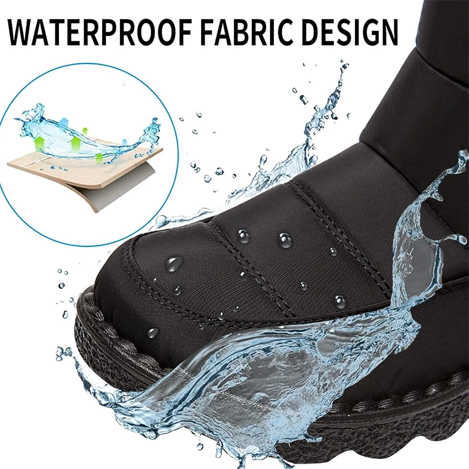 Fleece Lined Thick Mid-Calf Snow Boot for Women Outdoor Hiking Waterproof Cotton Chunky Heel Flat Boot with Buckle