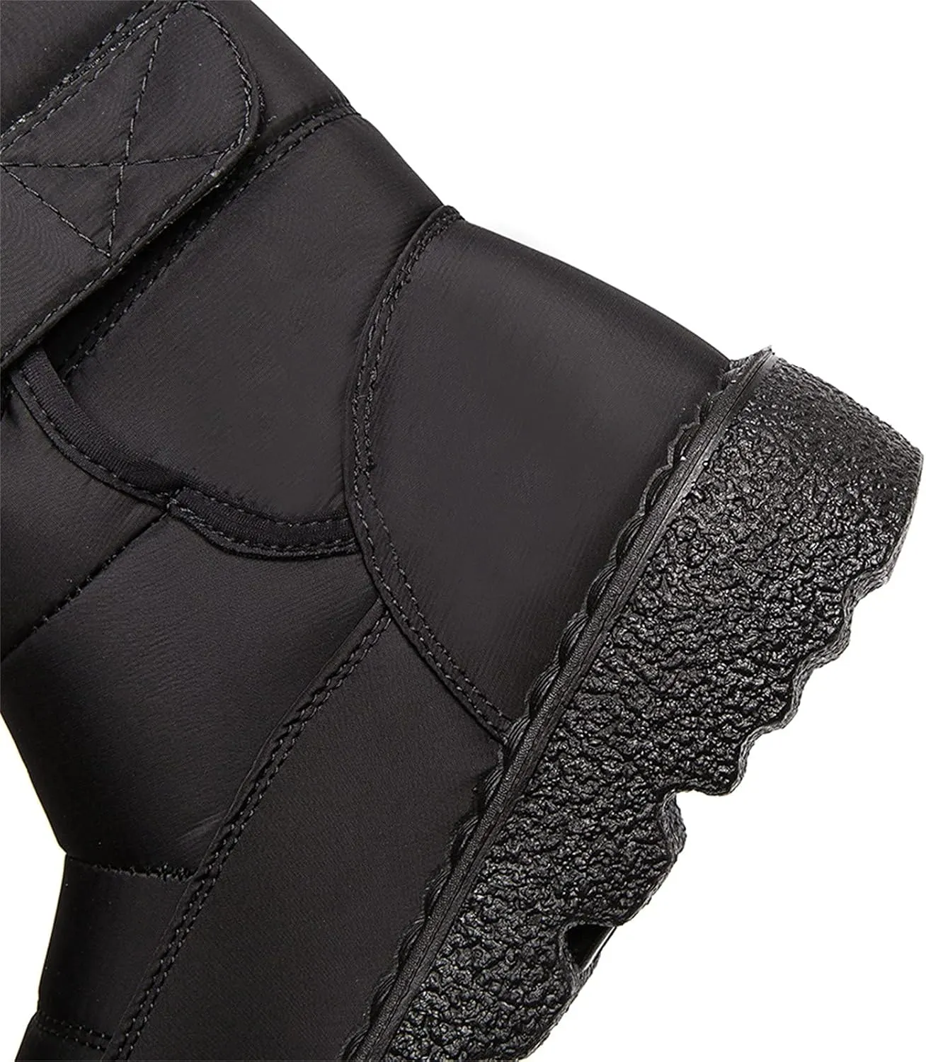 Fleece Lined Thick Mid-Calf Snow Boot for Women Outdoor Hiking Waterproof Cotton Chunky Heel Flat Boot with Buckle