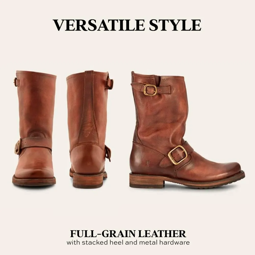 Frye Veronica Short Boots for Women Made from Full-Grain Leather with Antique Metal Hardware, Goodyear Welt Construction, and Rubber Lug Soles  6  Shaft Height