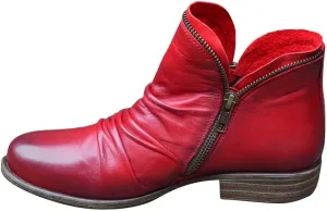 Gibobby Ankle Boots for Womens Low Heel Boots Pointed Toe Stacked Mid Heel Ankle Boots V Cut Back Zipper Booties