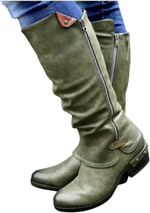 Gibobby Cowboy Boots for Women Low Heel Womens Wedge Ankle Boots V Cut Chunky Heels Tassels Side Zipper Booties 52