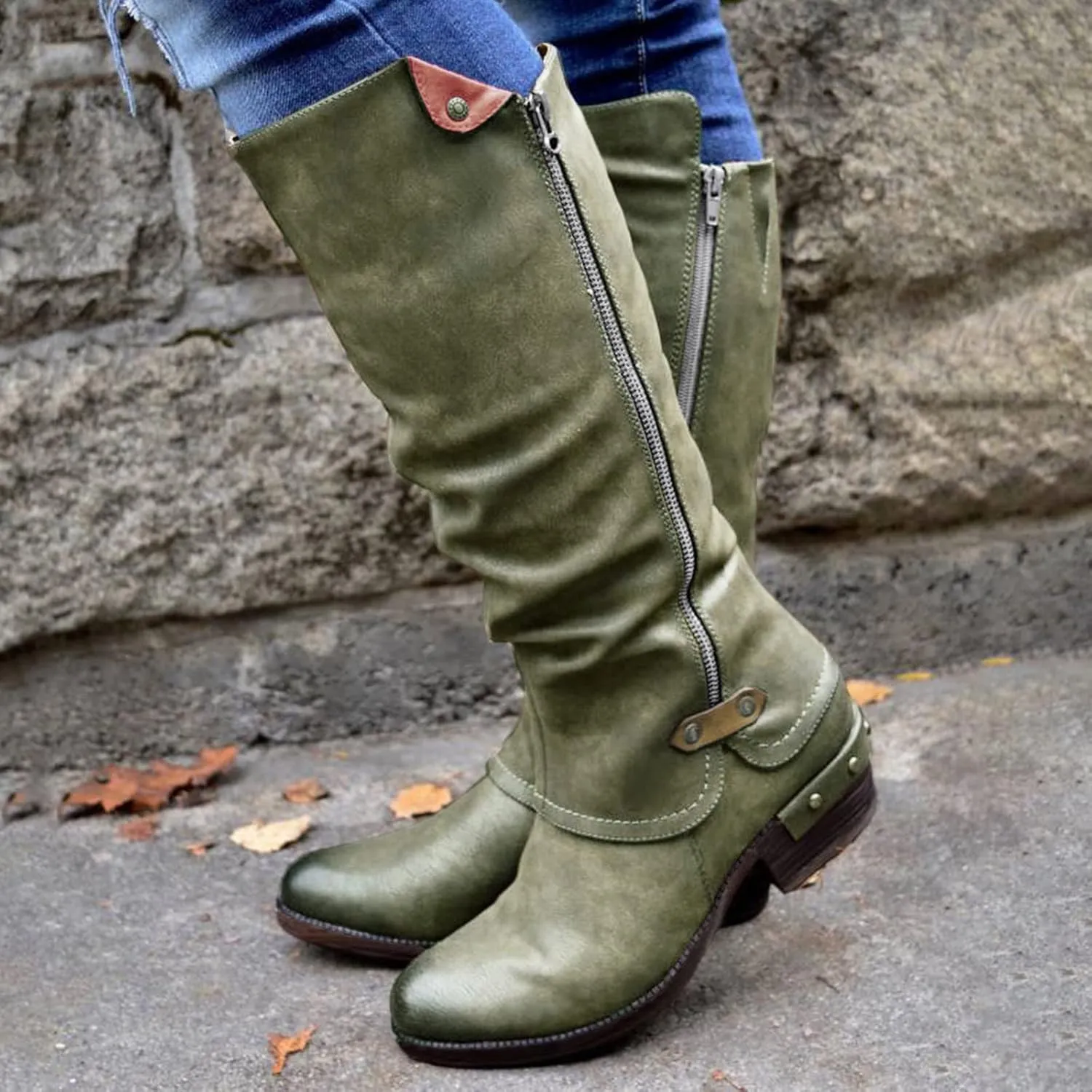 Gibobby Cowboy Boots for Women Low Heel Womens Wedge Ankle Boots V Cut Chunky Heels Tassels Side Zipper Booties 52