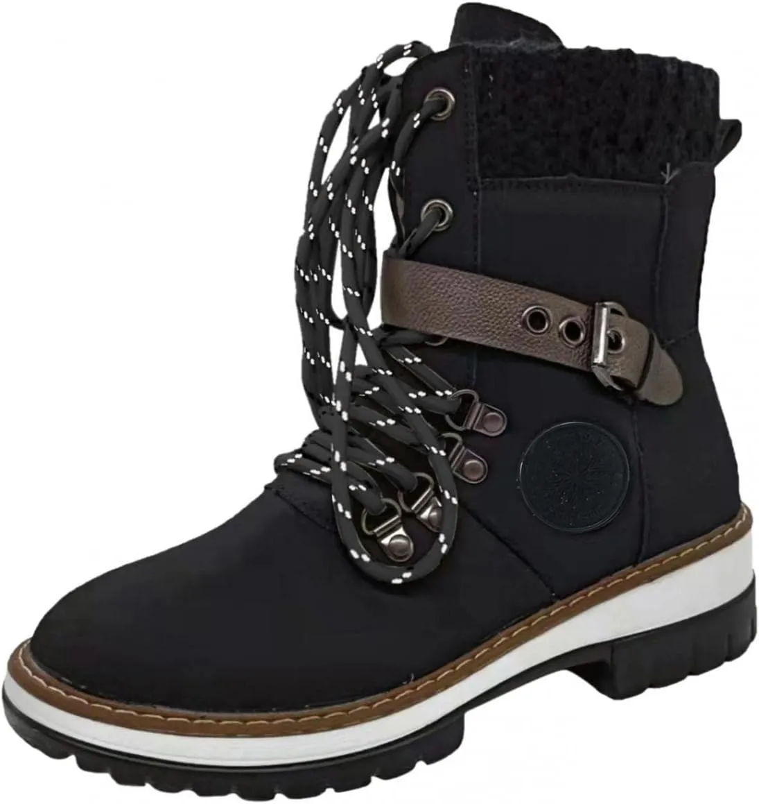 Gibobby Women's Chunky High Heel Ankle Booties, Fashion Lace Up Boots, Motorcycle Boots, Military Combat Boots, Black, All Seasons, Waterproof, Casual, Size: Asian