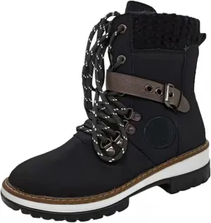 Gibobby Women's Chunky High Heel Ankle Booties, Fashion Lace Up Boots, Motorcycle Boots, Military Combat Boots, Black, All Seasons, Waterproof, Casual, Size: Asian