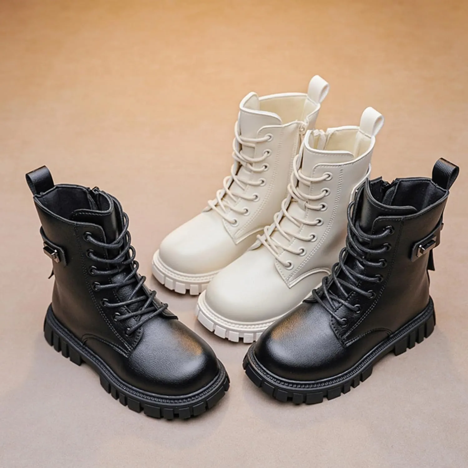 Girl Boots Kids Ankle Boots Comfortable Slip on Lug Sole Short Booties Waterproof Combat Shoes Short Shoes