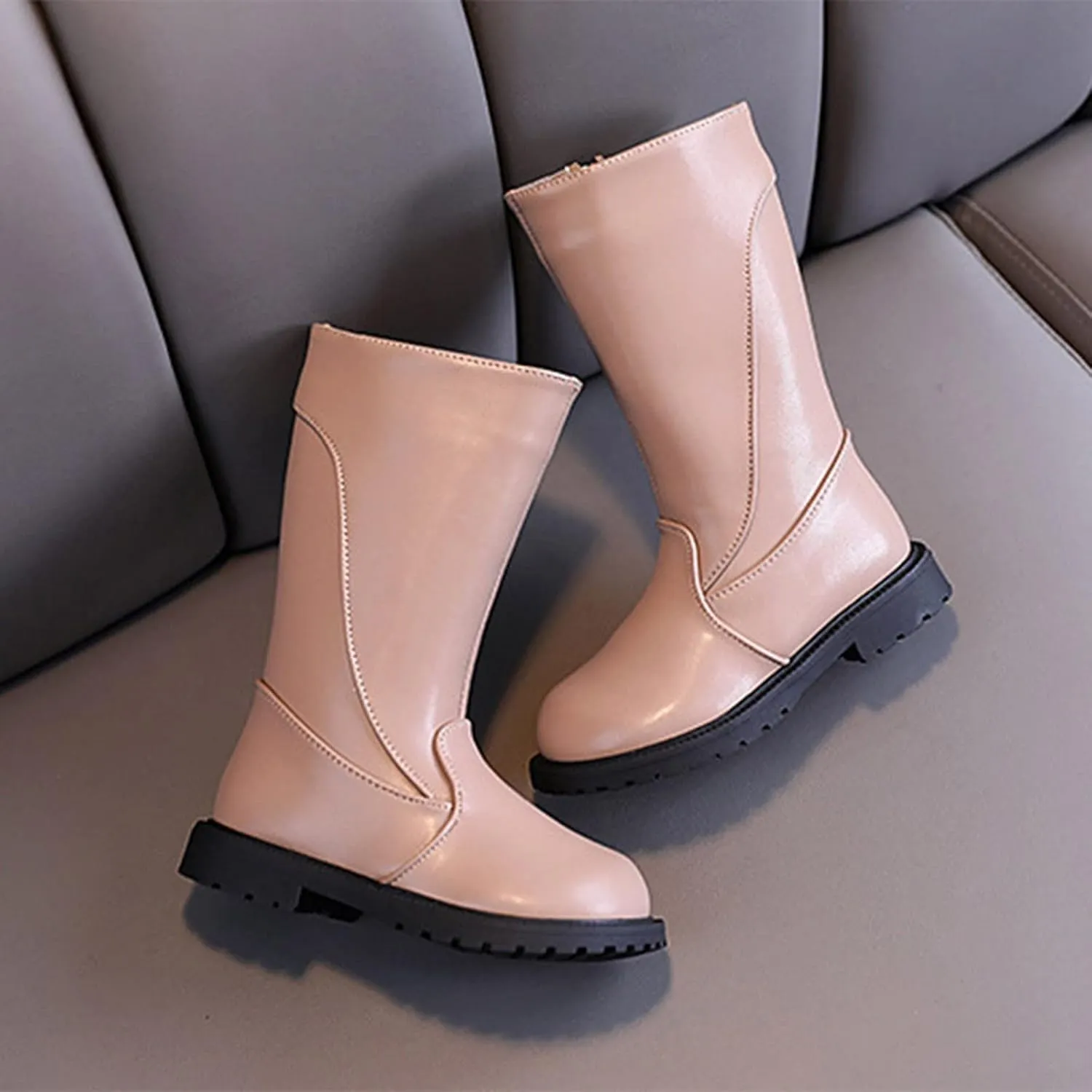 Girls Ankle Boots Fashion Autumn And Winter Girls Mid Calf Boots Flat Bottom Thick Soles Non Slip Outdoor Hiking Shoes