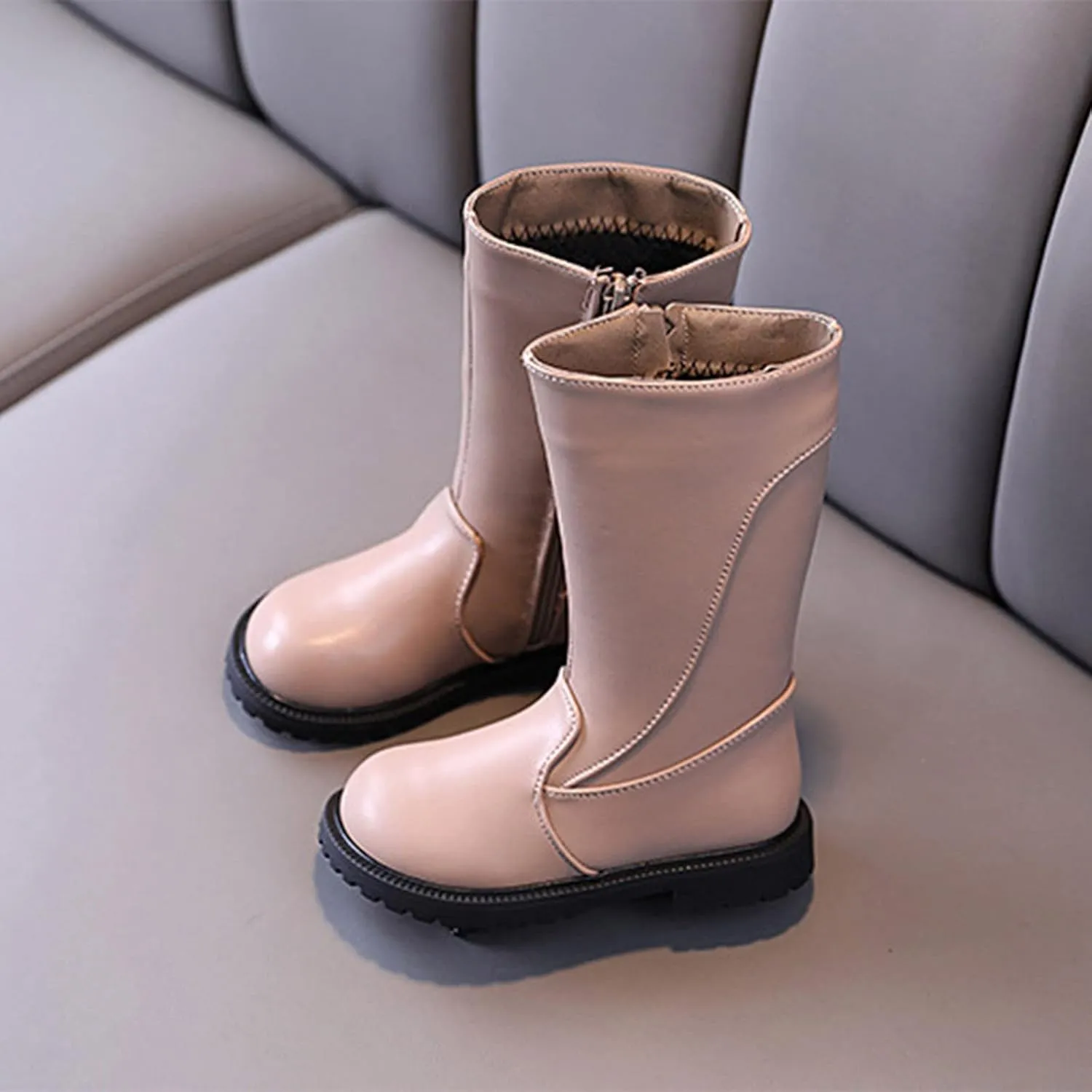 Girls Ankle Boots Fashion Autumn And Winter Girls Mid Calf Boots Flat Bottom Thick Soles Non Slip Outdoor Hiking Shoes