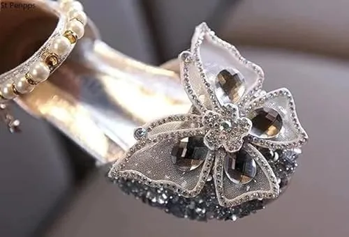 Girls Butterfly Dress Flats | Mary Jane Ballerinas with Rhinestones and Sequin
