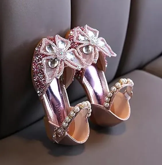 Girls Butterfly Dress Flats | Mary Jane Ballerinas with Rhinestones and Sequin