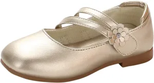 Girls Communio𝐧 Pu Leather Dress Shoes Flower Little Kid Mary Jane Ballet Flat𝐬 for Wedding Part𝐲 Communio𝐧 Shoes