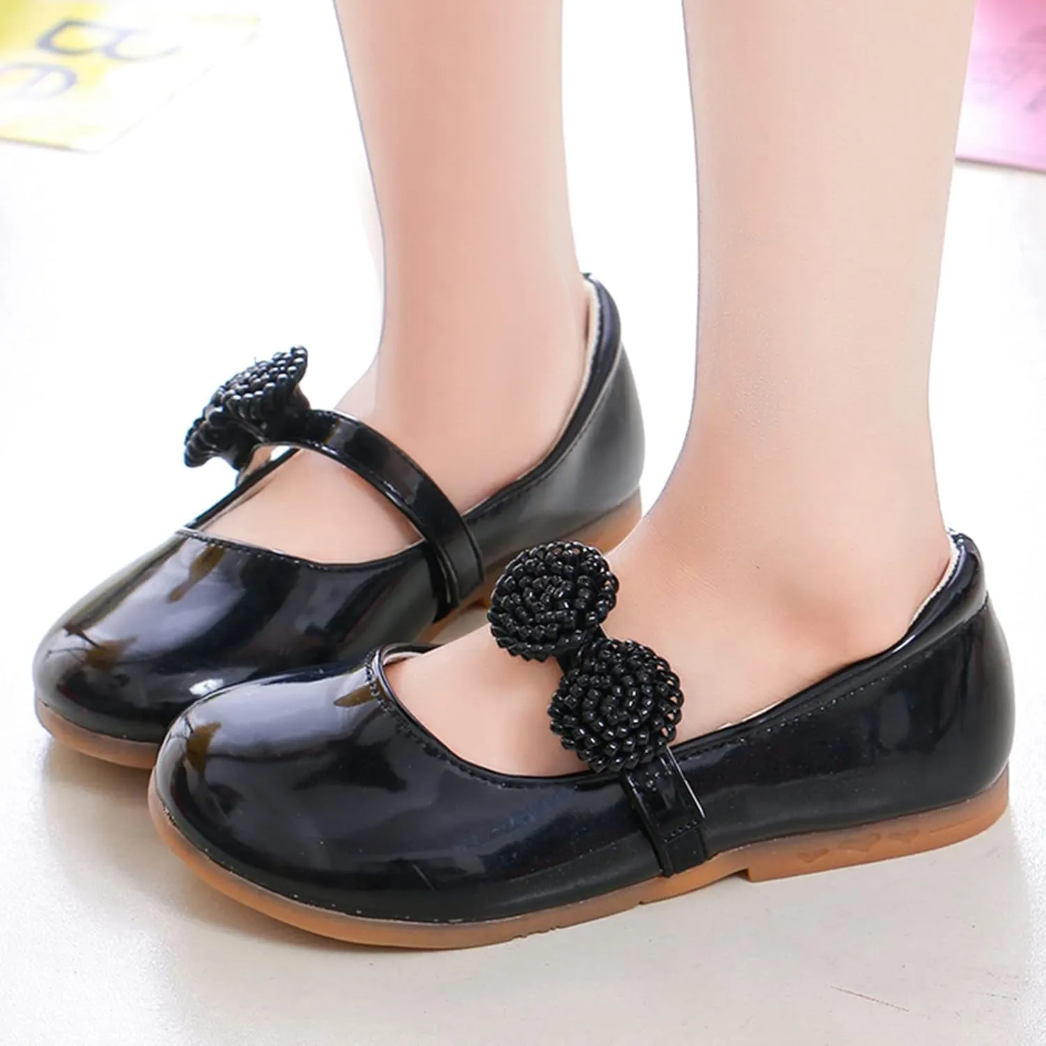 Girls Dress Shoes Mary Jane Pumps Leather Princess Shoes for Girls Wedding Part𝐲 Flower School Shoes Ballet Flat𝐬