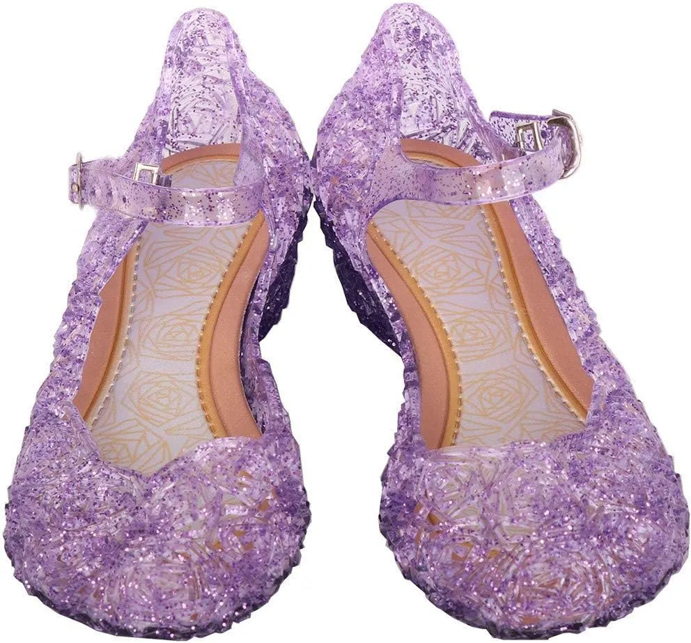 Girls Jelly Sandals Mary Jane Flats Heels Dance Party Birthday Cosplay Dress Up Single Shoes for Kids Toddler