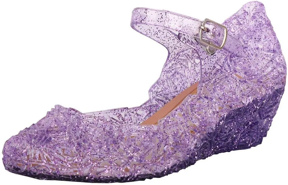 Girls Jelly Sandals Mary Jane Flats Heels Dance Party Birthday Cosplay Dress Up Single Shoes for Kids Toddler