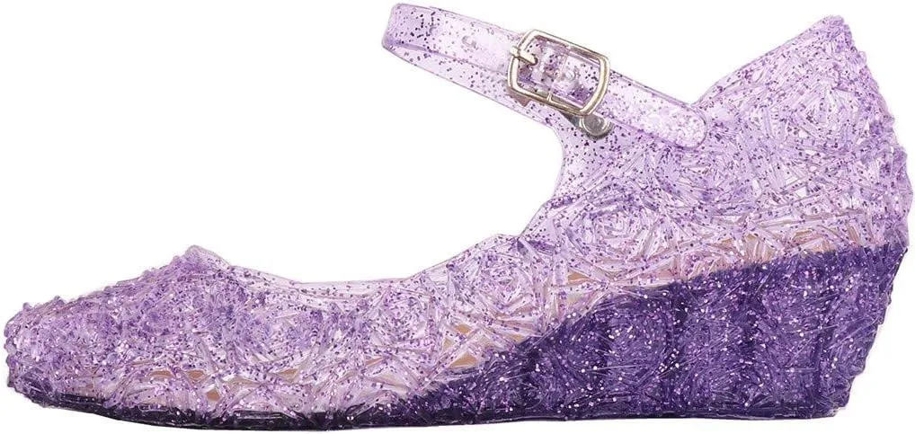 Girls Jelly Sandals Mary Jane Flats Heels Dance Party Birthday Cosplay Dress Up Single Shoes for Kids Toddler