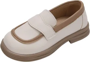 Girls PU Leather Loafers Mary Jane Oxford Shoes Chunky Heel Flat𝐬 Toddler Uniform Platform for School Part𝐲 Wedding