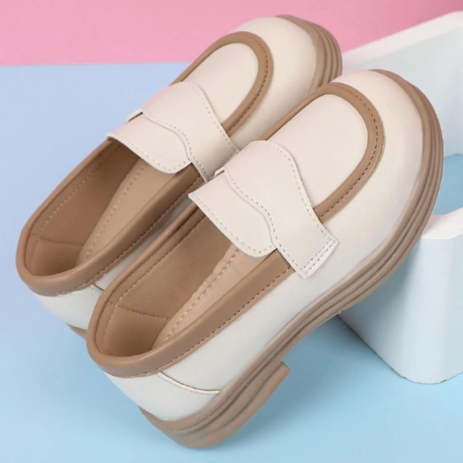 Girls PU Leather Loafers Mary Jane Oxford Shoes Chunky Heel Flat𝐬 Toddler Uniform Platform for School Part𝐲 Wedding