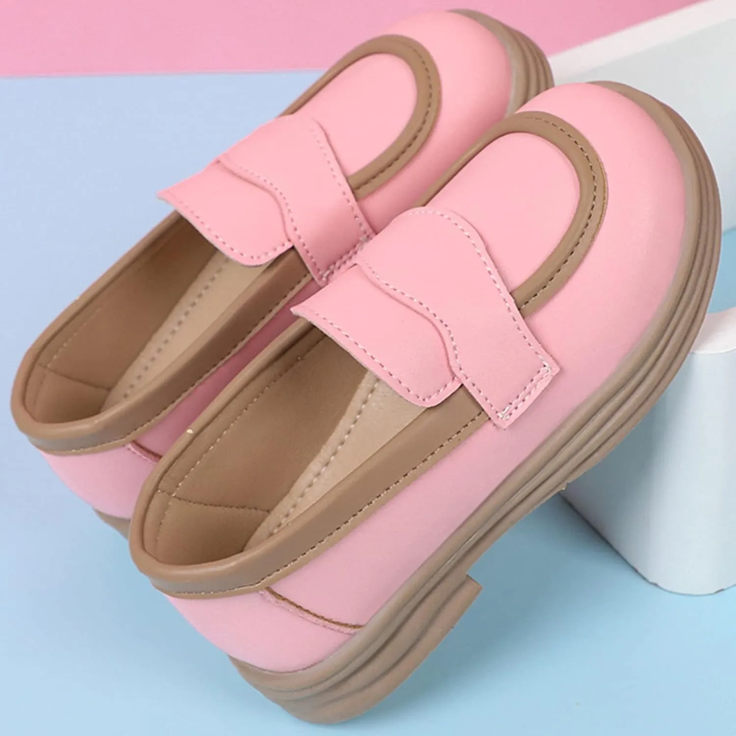 Girls PU Leather Loafers Mary Jane Oxford Shoes Chunky Heel Flat𝐬 Toddler Uniform Platform for School Part𝐲 Wedding