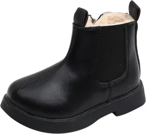 Girls Riding Boots Toddler Boots Boys And Girls Waterpoor Ankle Boots Side Zipper Water Proof PU Leather Fall Boots