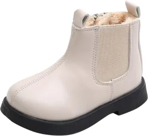 Girls Riding Boots Toddler Boots Boys And Girls Waterpoor Ankle Boots Side Zipper Water Proof PU Leather Fall Boots