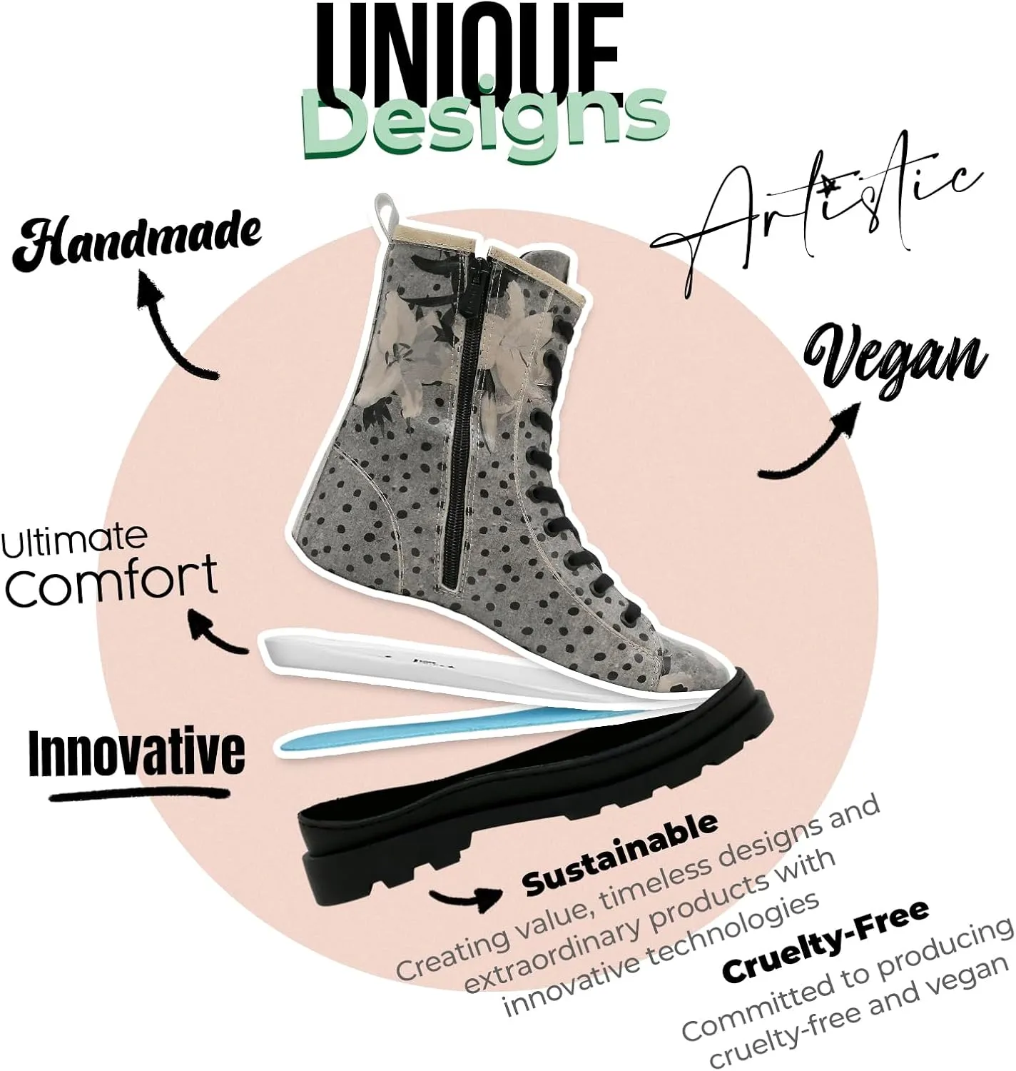 Gisele Boots for Women - Handmade and Vegan Leather Mid Calf Boots for Women,