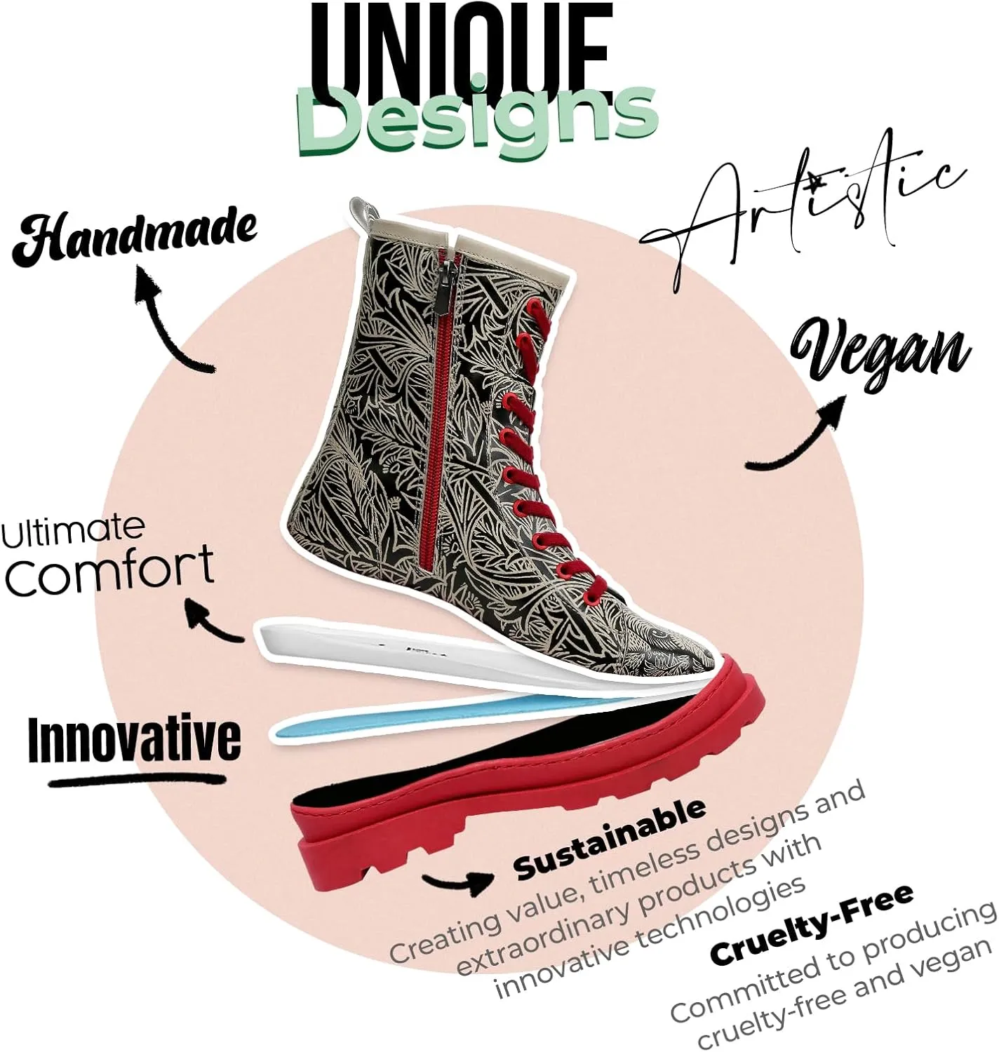 Gisele Boots for Women - Handmade and Vegan Leather Mid Calf Boots for Women,