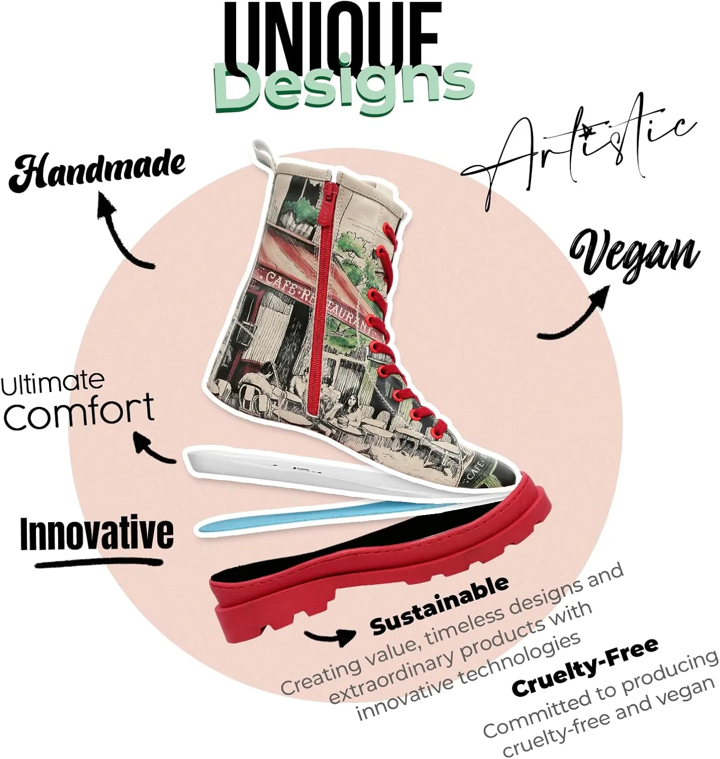 Gisele Boots for Women - Handmade and Vegan Leather Mid Calf Boots for Women,