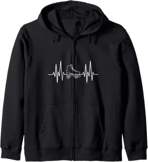 Heartbeat EKG Roller Skate Shoes Roller Skating Zip Hoodie