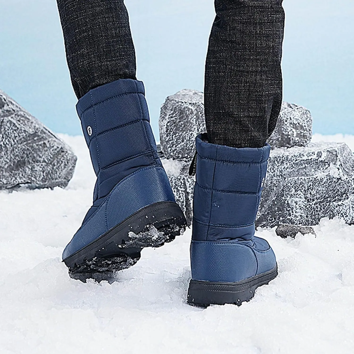 Hiking Boots Women Women's Winter Warm Plus Cotton Thickened Snow Boots For Men Non Slip Splash Zipper Booties