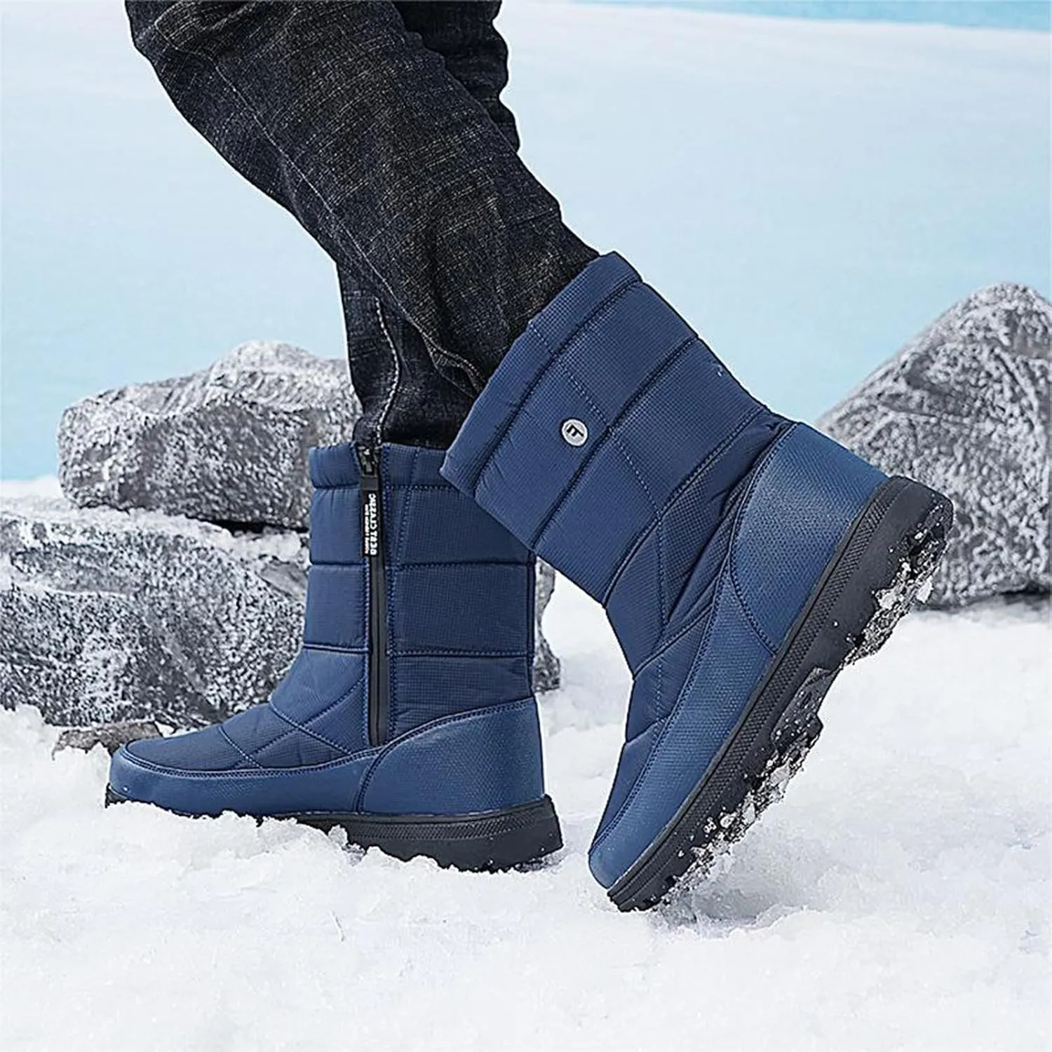 Hiking Boots Women Women's Winter Warm Plus Cotton Thickened Snow Boots For Men Non Slip Splash Zipper Booties