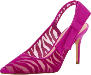 INC Womens Purple Zebra Print Mesh Bow Accent Padded Coletta Pointed Toe Stiletto Slip On Slingback 6.5 M