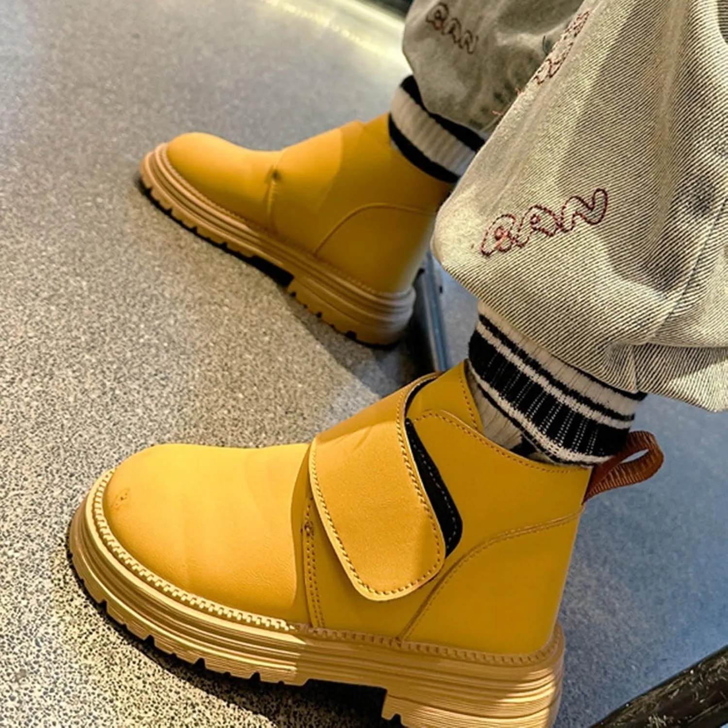 Infant Boots Boys Toddler Little Kid Warm Furry Winter Ankle Flat Snow Boot Snowproof Solid Color Leather Comfort Shoes