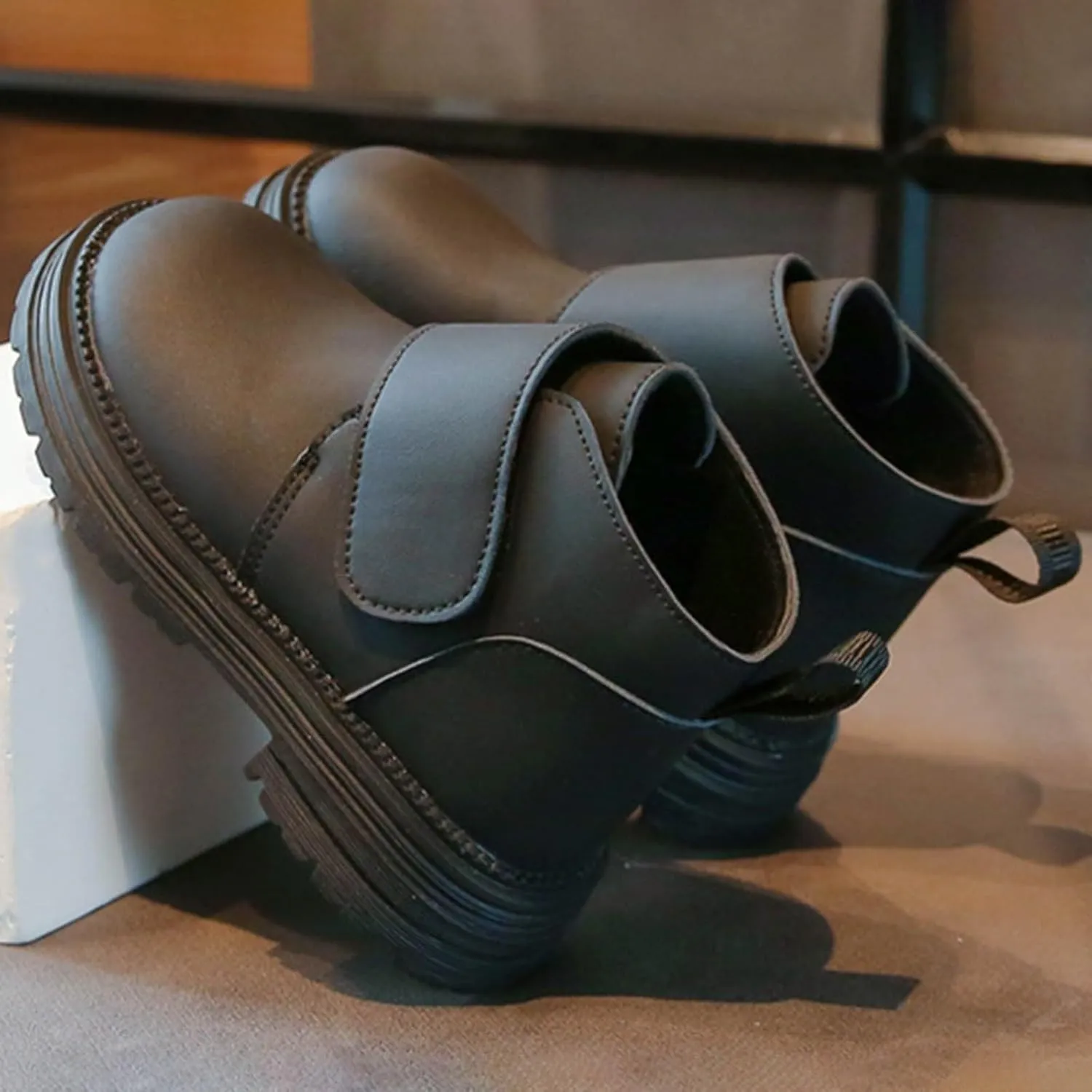 Infant Boots Boys Toddler Little Kid Warm Furry Winter Ankle Flat Snow Boot Snowproof Solid Color Leather Comfort Shoes