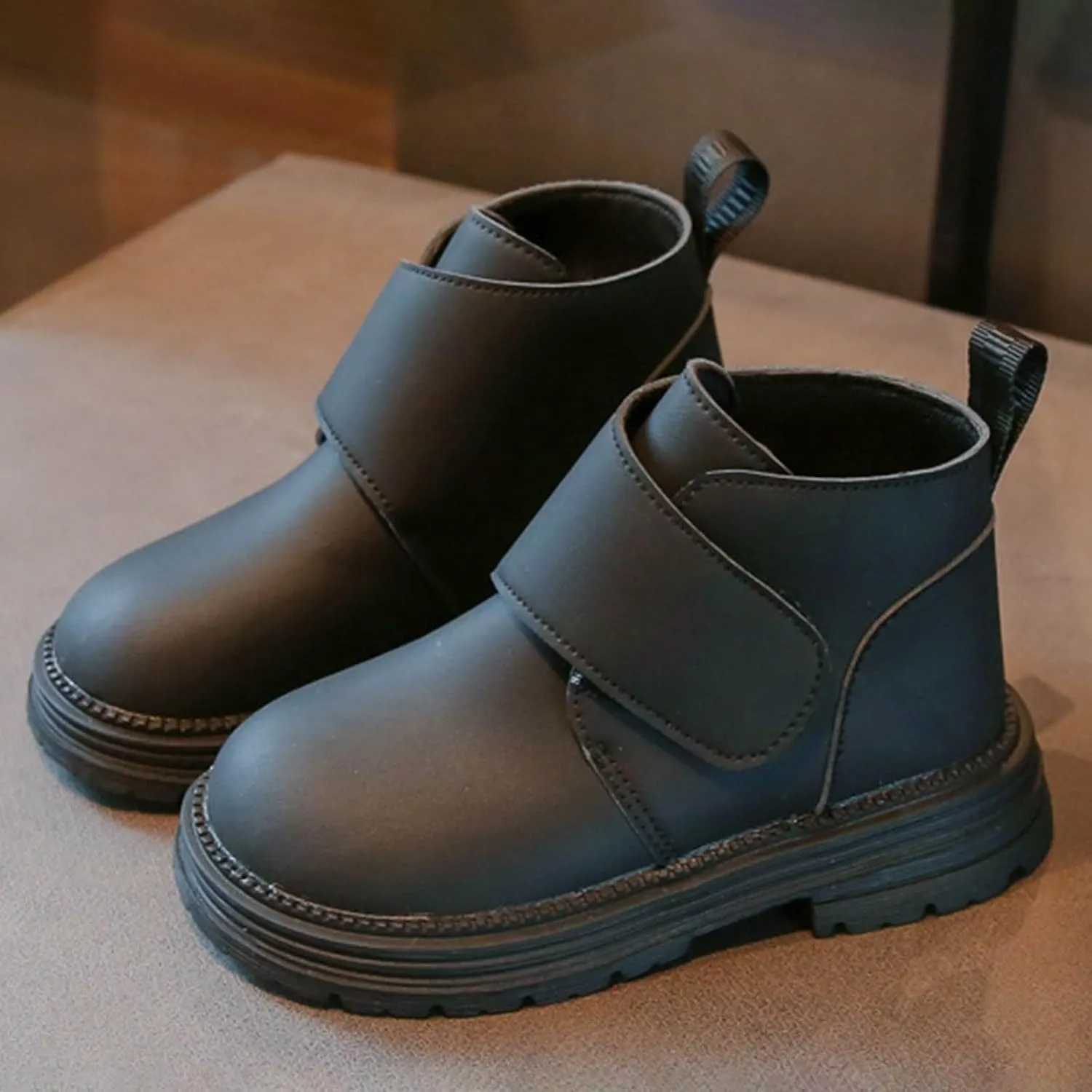 Infant Boots Boys Toddler Little Kid Warm Furry Winter Ankle Flat Snow Boot Snowproof Solid Color Leather Comfort Shoes