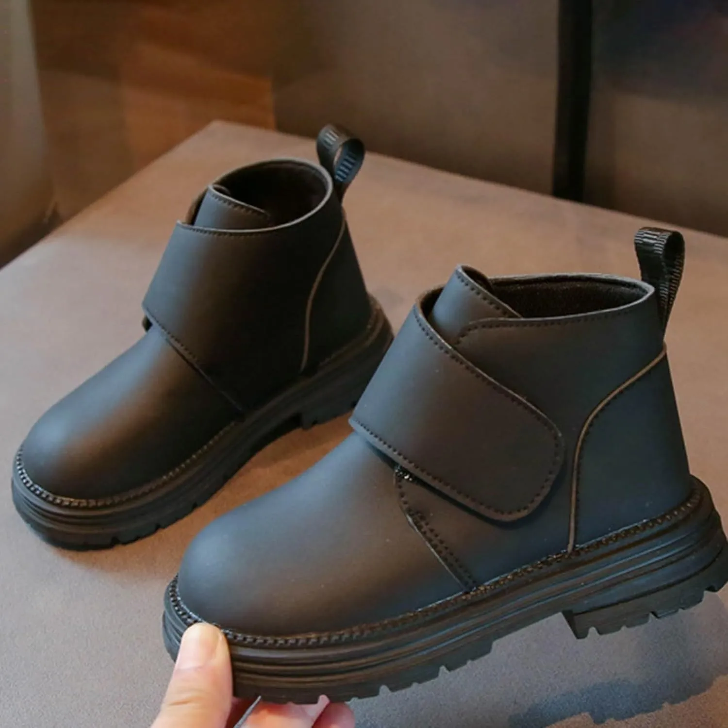 Infant Boots Boys Toddler Little Kid Warm Furry Winter Ankle Flat Snow Boot Snowproof Solid Color Leather Comfort Shoes