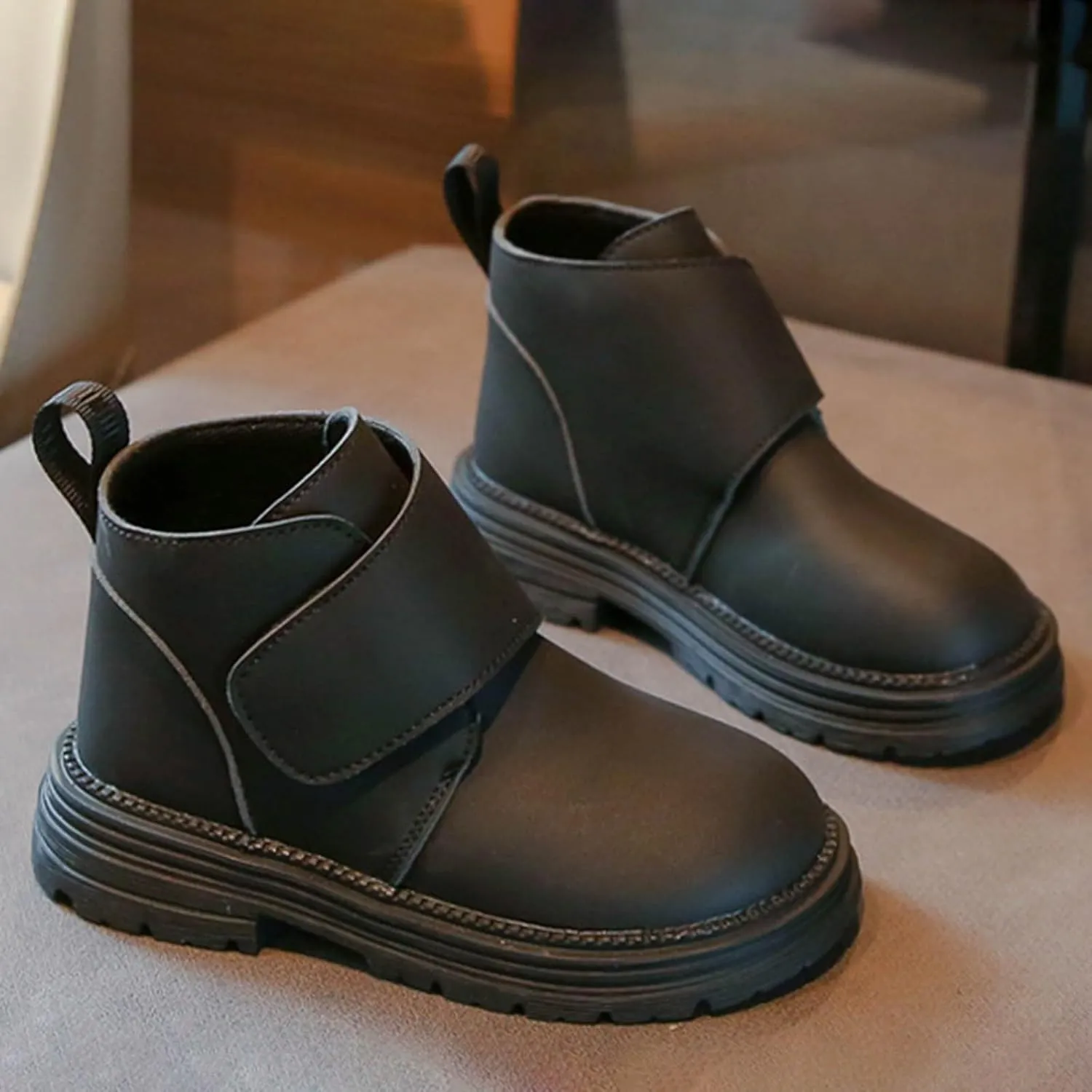 Infant Boots Boys Toddler Little Kid Warm Furry Winter Ankle Flat Snow Boot Snowproof Solid Color Leather Comfort Shoes