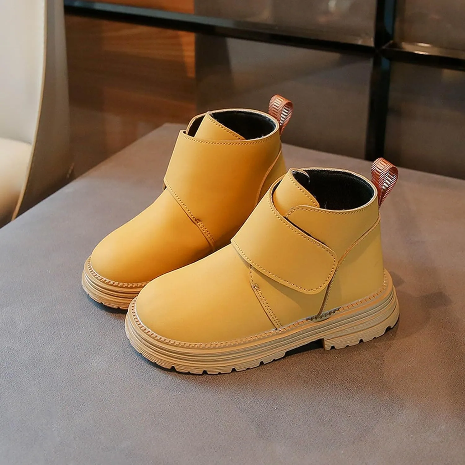 Infant Boots Boys Toddler Little Kid Warm Furry Winter Ankle Flat Snow Boot Snowproof Solid Color Leather Comfort Shoes